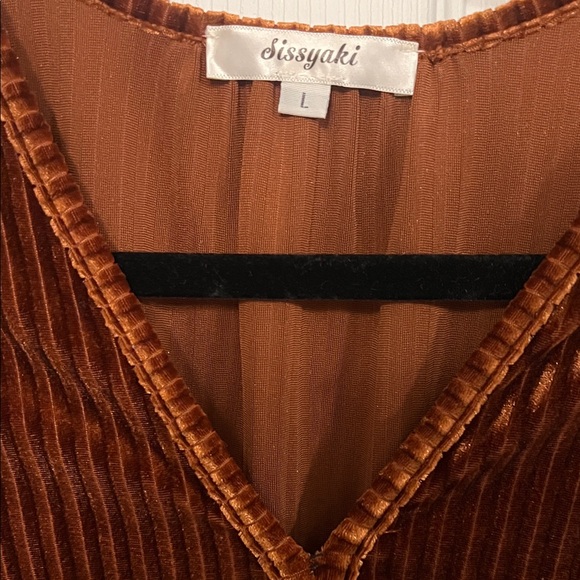 Caramel Long Sleeve “Velvet” Dress - Picture 3 of 12